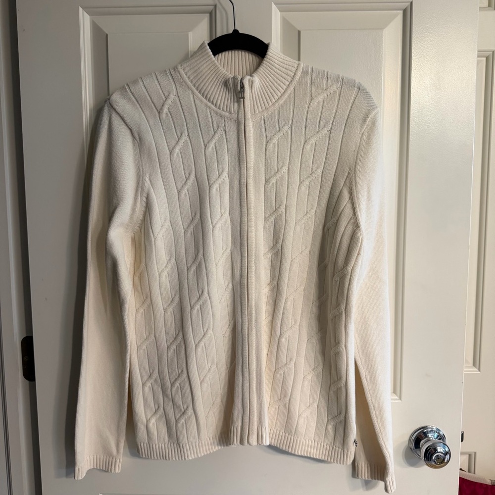 Izod Women's Cream Zip-Up Cardigan